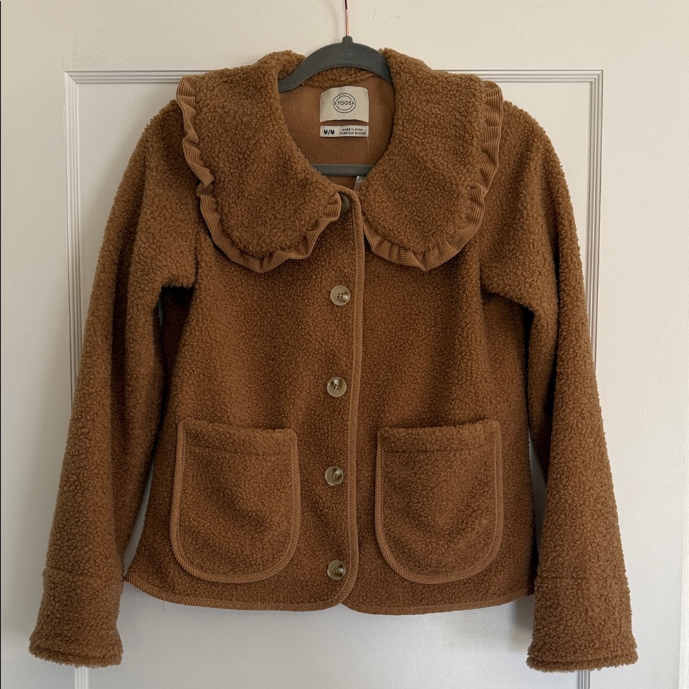 Stoosh Brown Jacket with Ruffled Collar
